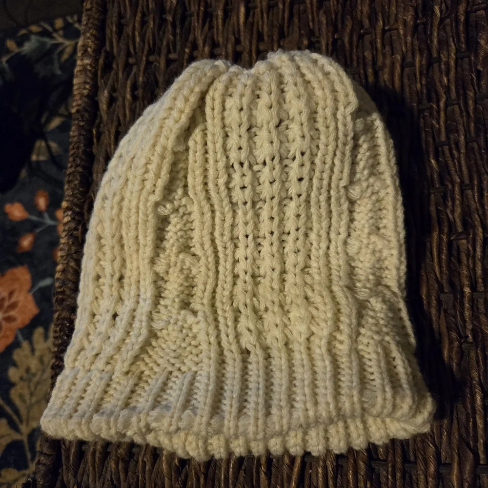 '47 Yankees Winter Hat Cable Knit Cuffed Pom Beanie Cream White New York Gift - Picture 6 of 9